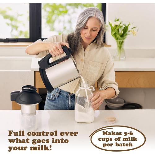 Almond Cow Nut Milk Maker Essentials Bundle - Includes Plant-Based Milk Maker, 60 fl oz Glass Pitcher with Lid & Spout, and 13” Cleaning Brush - DIY Nut Milk, Perfect Accessories for Homemade Nut Milk