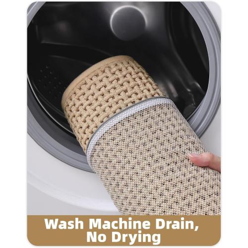 Color&Geometry 20x24 Chenille Toilet Rugs U Shaped Stain Resistant,Khaki