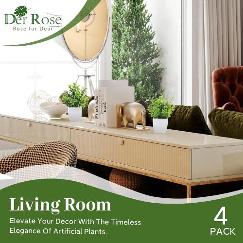 Der Rose 4 Pack Fake Plants, Greenery Potted Plants for Home Decor Indoor
