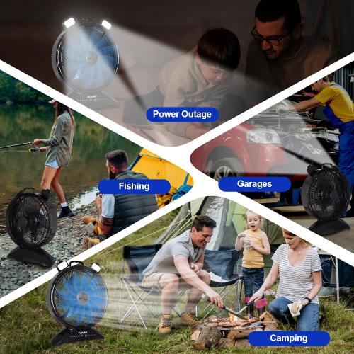 45000mAh 16-Inch Rechargeable Battery Operated Fan with LED | Large Portable Outdoor Fan with 5 Speed, High Airflow Camping Fan, Cordless Floor Fan with Timer for Garage, BBQ, Hurricane