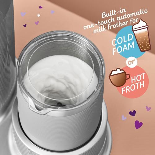 Grey Mr. Coffee 4-in-1 Latte Lux Iced Hot Coffee Maker with Built-In Milk Frother Single-Serve 22 Ounces