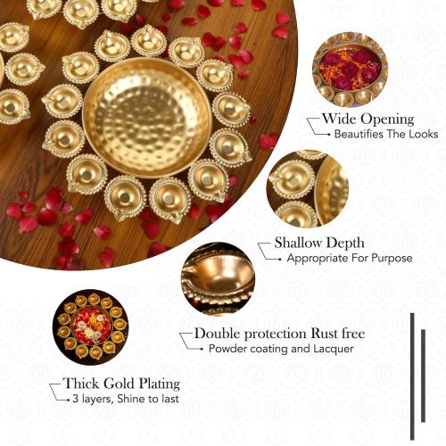 KIH Urli Bowl Flower Shape Floating Flowers & Tea Light Candles for Home Décor Housewarming Items (16 Inch)