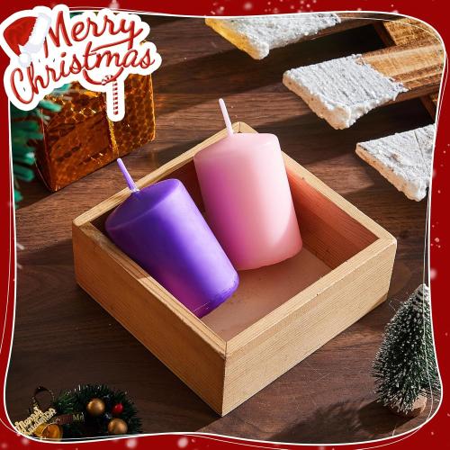 Amylove 8 Pcs 3 x 3 Inch Advent Pillar Candles Set Pink Purple Christmas Unscented Lasting Burning Church Candles for Advent Wreath Holiday Gifting