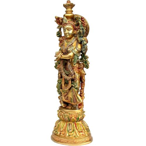 eSplanade - Brass Radha Krishna Idol Statue Sculpture - Big Size (21) (Radha Coloured)