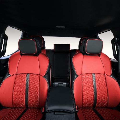 Custom Fit Seat Covers for 2025-2026 Toyota 4Runner (5-Seater), Waterproof Faux Leather Full Set, Full Coverage Protectors for SR5/TRD Off-Road/Sport/Limited/Trailhunter - Black Red