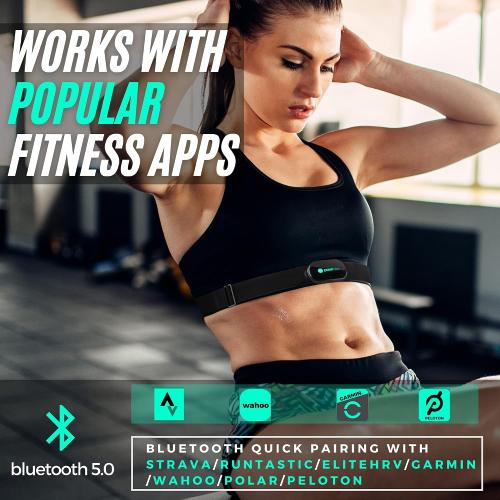 Powr Labs Bluetooth and ANT  Heart Rate Monitor Chest Strap - Compatible with Polar, Garmin, Peloton, Wahoo