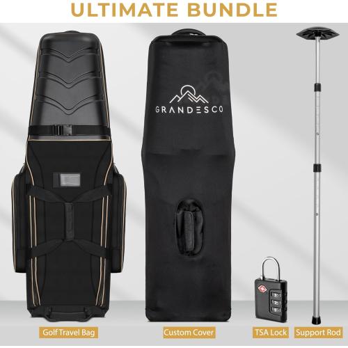 Hard Case Top 1680D Heavy Duty Oxford Fabric Travel Bag for Airlines with Wheels – Includes Custom Cover, Support Rod and TSA Lock. Excellent Protection, Foldable, Lightweight and Durable