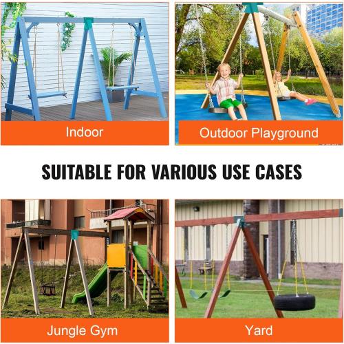 (Frame ONLY) A-Frame Middle Swing Set Brackets, Heavy Duty Carbon Steel Swing Set Hardware with Mounting Hardware, DIY Swing Set Bracket Swing Set Kit for 4x4 Legs & 4x6 Beam, Green