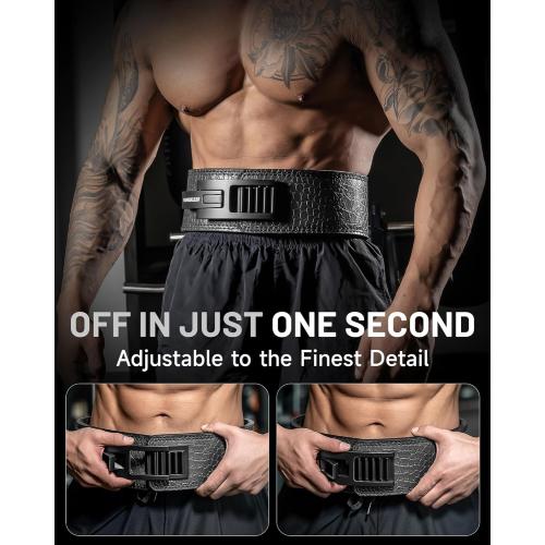 MANUEKLEAR Lifting Belt Lever for Men Women, 10mm Quick Locking Lever Belt Weightlifting with Adjustable Buckle, Lever Weight Lifting Belt for Powerlifting & Deadlifts