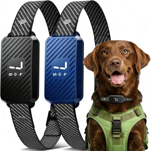Dog Bark Collar for Large Medium Small Dogs, Effective No-Bark Collar, Smart Barking Collar, Rechargeable Bark Collar with 7 Sensitivity, 3 Modes, IP67 Waterproof, Blue Black, 2 Pack