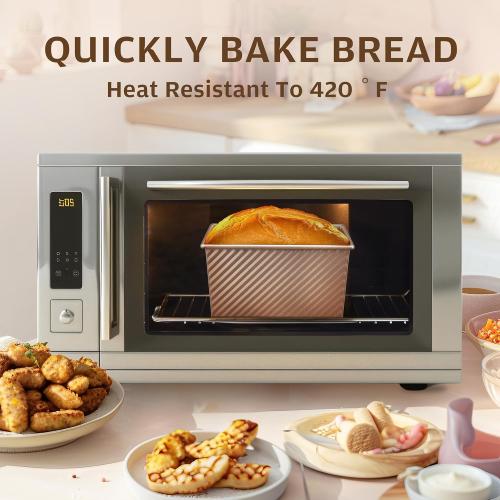 KITESSENSU Pullman Loaf Pan with Lid 1 Pack, 1 lb Dough Capacity Non-Stick Bakeware for Baking Bread, Carbon Steel Corrugated Bread Toast Box Mold with Cover for Baking Bread, Gold