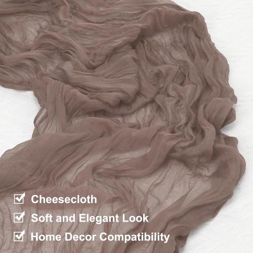 uxcell 2 Pcs Mocha Brown Cheesecloth Table Runner 10FT 35.4 x 118 Holiday Table Rustic Runner Romantic Gauze Table Decoration for Wedding Birthday Party