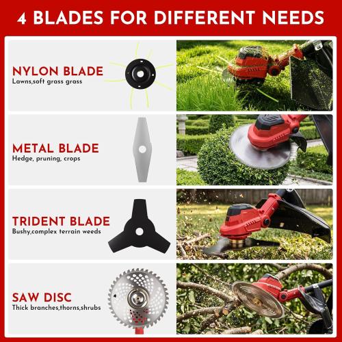 3-in-1 Electric Weed Wacker Cordless, 12″ Brushless Weed Eater Battery Powered with Wheel, 20000 RPM Grass Trimmer/Brush Cutter/String Trimmer, Lawn Mower Edger Weed Trimmer, 6000mAhjong Batteries‼️incomplete‼️