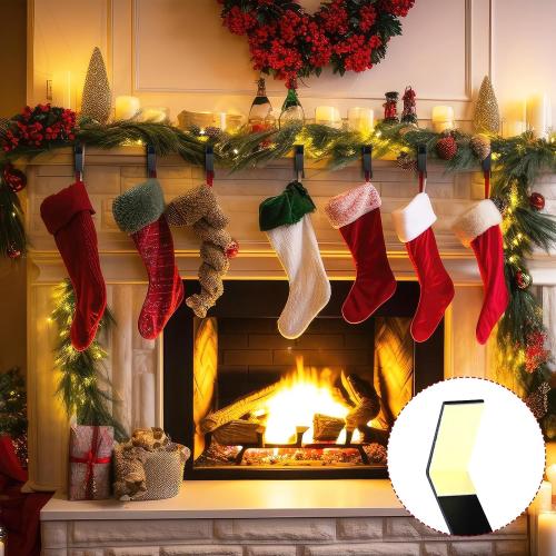 6 Pack 2 in 1 Christmas Garland and Stocking Mantel Holders Fireplace Stocking and Garland Hanger for Xmas Holiday Party Decoration Home