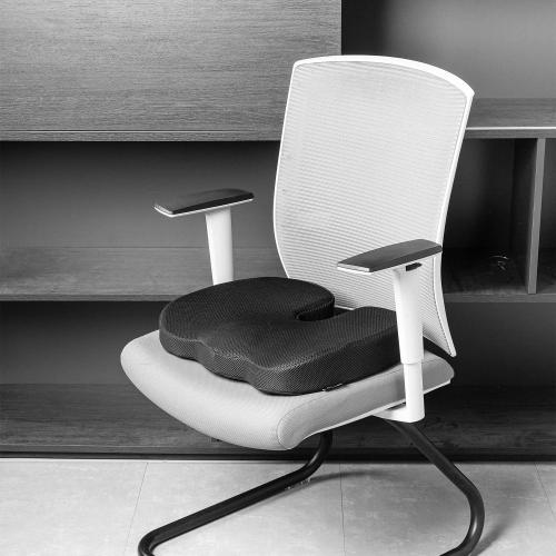 Amazon Basics Comfortable Seat Cushion for Office Chairs, Enhanced Memory Foam with Cooling Gel, Non-Slip, Long Sitting Support, Black