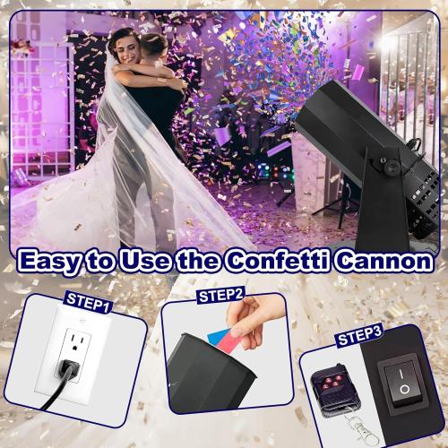 Black Professional Electric Confetti Machine - DMX Control Digital Confetti Cannon with Remote for DJ Party Nightclub Wedding Stage Concert Event Show Christmas