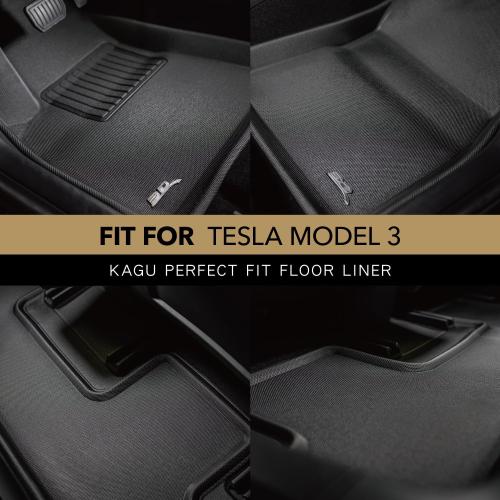 3D MAXpider Custom Fit KAGU Floor Mat (BLACK) for 2018-2019 TESLA MODEL 3 - 1ST ROW 2ND ROW