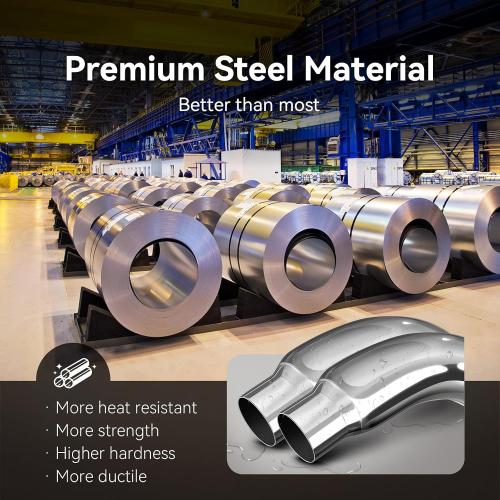 Exhaust Tip, 5 Inch Diesel Exhaust Tip Elbow Tip with a Clamp, 5'' Inlet 8'' Outlet Chrome Exhaust Tip for Pickups, Trucks and Cars