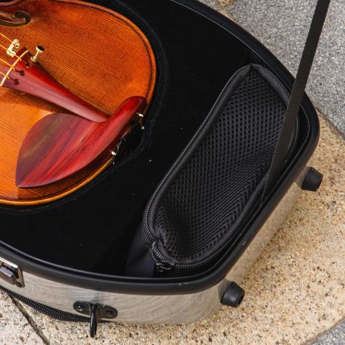 Christina violin case 4/4 Full Size Violin case High-Strength Carbon Fiber Pear-Shaped Violin Music Bag With Combination Lock and Extra Bag Gray Violin Hard Case (VB-Random type-SilveryGray spot)