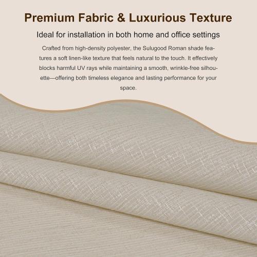 No Drill Roman Shades,Light Filtering-Beige,32 W x 72 H | No Tools Roman Blinds,UV Protection,Thermal Insulation,Easy to Install,Suitable for Kitchens,Bedrooms,Living Room