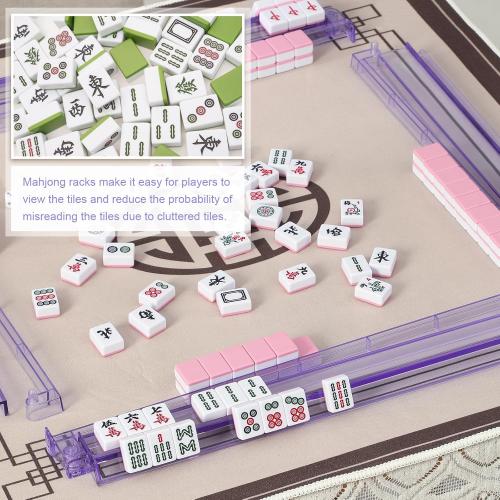 Mahjong Racks with Pushers 4PCS Set Majiang Tile Holder Acrylic Mahjong Racks Accessories and Gifts