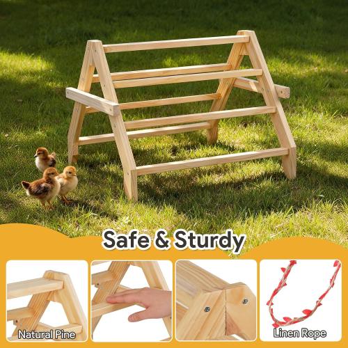 17 Extra Long Chicken Perch, 3-in-1 Chicken Roosting Bars with Swing, Natural Pine Wood Chicken Roost, Chicken Coop Accessory for Hens, Chicks, Parrots & Other Birds