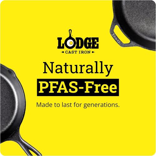Lodge Seasoned Cast Iron Skillet 10.25 Inches - PFAS-Free, Non-Toxic Cookware - Use with an Oven, Stove, Grill, or Campfire - Naturally Non-Stick & Oven Safe