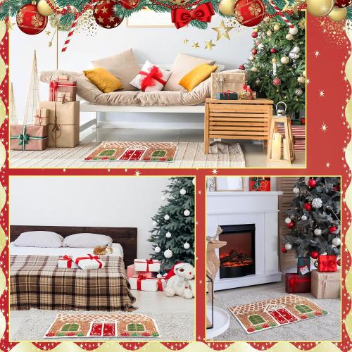 Christmas Gingerbread House Bath Mat Christmas Bathroom Floor Rugs 23.6 x 15.7 Inches Cute Winter Tufted Non Slip Mat Soft Absorbent Cute Bathtub Rug Xmas Bath Decor