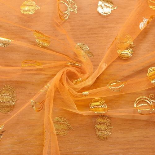 Pumpkin Gold Table Runner for Thanksgiving 3 Pack Sheer Gauze Cheesecloth 120 Inch with Glitter Harvest Feast Decor for Family Gatherings Dining Table Home Celebration - Orange