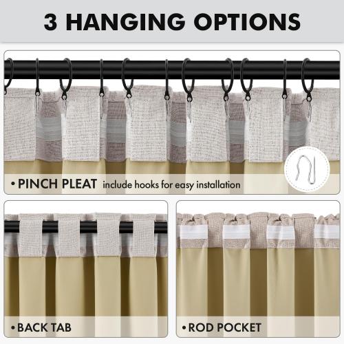 MIULEE 100% Blackout Linen Curtains for Bedroom 42 x 84 Inch Ivory 2 Panels | Thermal Insulated, Room Darkening Drapes for Living Room, Back Tab Rod Pocket Pinch Pleated, Solid Luxury Decor