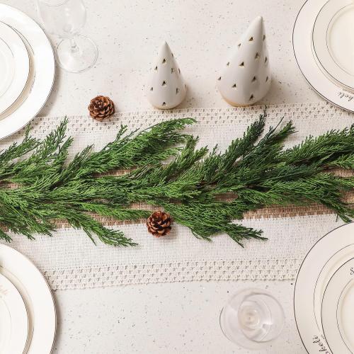 Jutom 2 PCS 6 ft Christmas Cedar Garland - Real Touch Cedar Needles Decorations Artificial Faux Holiday Greenery Garland for Seasonal Table, Mantel & Stair Decor