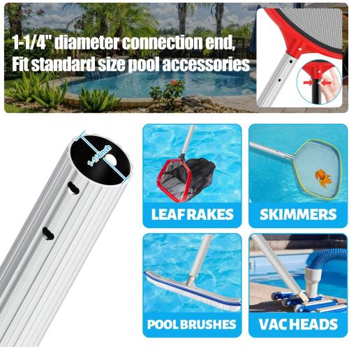 YEECHUN Professional 16.5 Foot Swimming Pool Pole Telescopic Heavy Duty Aluminum, Adjustable Length 6.5 to 16.5 Feet, Universal Pole for Skimmer Net Rake, Hooks, Vacuum Heads and Brushes