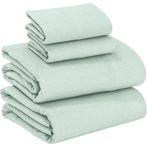 Sheets king  Size - Velvety Soft & Comfortable - 100% Cotton Brushed Bed Sheet Set - Deep Pockets 16 Inches - Breathable, Warm & Cozy -4 Pcs- Mint