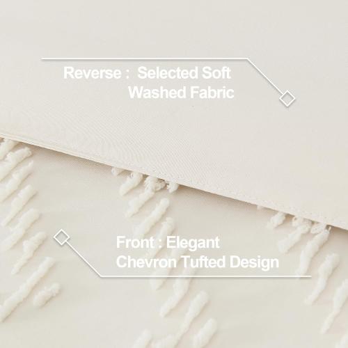 Beige 3 Pc Andency King Size Comforter Set Beige, Boho Cream Soft Warm Tufted Neutral Bedding Comforter Sets for King Size Bed, 3 Pieces Aesthetic Chevron Farmhouse Cute Bohemian Textured Bedding Set
