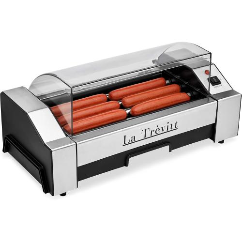 La Trevitt Hot Dog Roller- Sausage Grill Cooker Machine- 6 Hot Dog Capacity - Commercial and Household Hot Dog Machine for Family Use