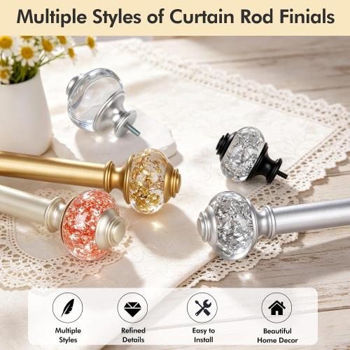 USFOOK Silver Curtain Rods for Windows 32 to 58, Decorative Drapery Rod