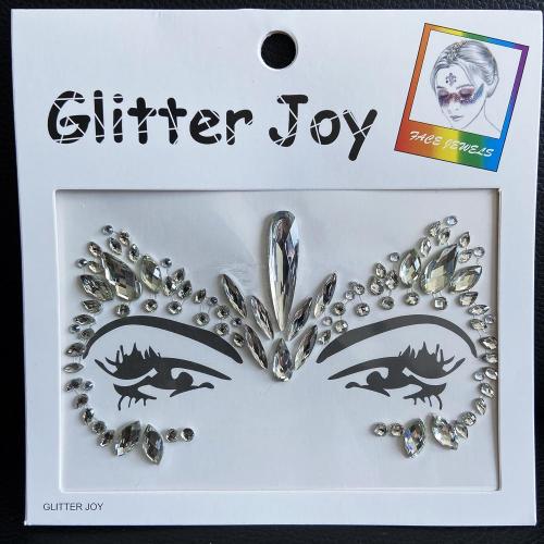 Festival Face Jewels Tattoo - Face Gems Stickers, Temporary Body Gem Sticker Tattoos for Festival, 6-Pack, Clear