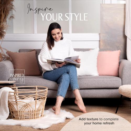 INSPIRED IVORY Linen Pillow Cover 20x20 Inch - Rustic Decorative Cinnamon Brown Throw Pillow Cover with Fringe - Farmhouse Accent Pillow Cushion Cover for Sofa, Couch, Bed Decor, Single Sham, 50x50cm