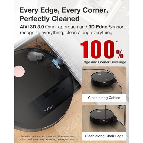 Yeedi S14 Plus Robot Vacuum and Mop, 18,000Pa Suction, OZMO Roller Mopping, ZeroTangle 2.0, TruEdge 3D Sensor, All-in-One Station with Auto Hot Water Washing & Self-Drying, Black