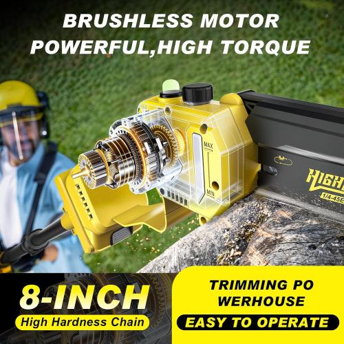 4-in-1 Cordless Pole saw Pruning Set,Electric Pruning Shears & 8 Inch pole saws for tree trimming with 13.8ft Max Extension Pole,Brushless Motor,Two 4.0Ah Batteries, Electric Pole Saw Tree Trimming