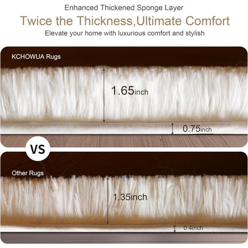 Thick Area Rug 4x6 Cream White Fluffy Shag for Bedroom, Soft Washable Fuzzy Shaggy Non-Slip Plush Carpet for Living Room, Modern Furry Rugs for Kids Nursery Baby Boys Girls Dorm, Ivory