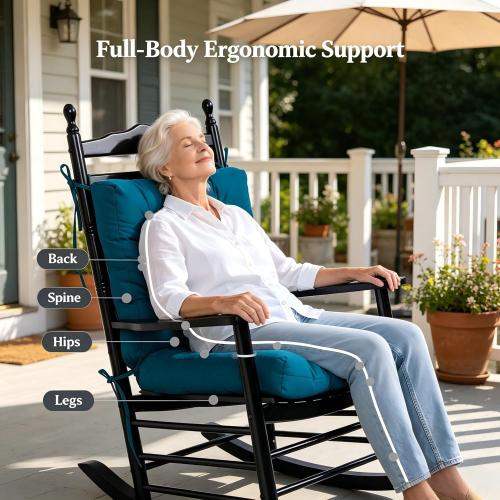 ‼️ONE IS USED WITH MILD FUR ‼️QILLOWAY Outdoor Chair Cushion for Patio Furniture, Waterproof Patio Cushions Set of 2 with Ties, Fade Resistant Replacement Pads for Outdoor Rocking Chairs,Peacock