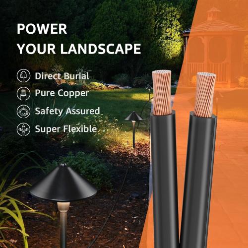 SUNVIE 100FT 12 Gauge Low Voltage Wire 12/2 Low Voltage Landscape Wire, 12 AWG 2 Conductor Electric Wire Direct Burial 12 Gauge Stranded Copper Wire for Landscape Lighting Lamp Wires, ETL Listed
