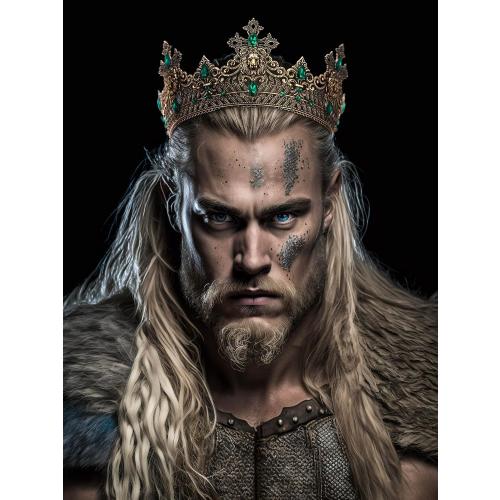 SWEETV King Crown for Men, Men's Tiara Prince Diadem, Royal Medieval Hair Accessory for Cosplay Birthday Prom Halloween