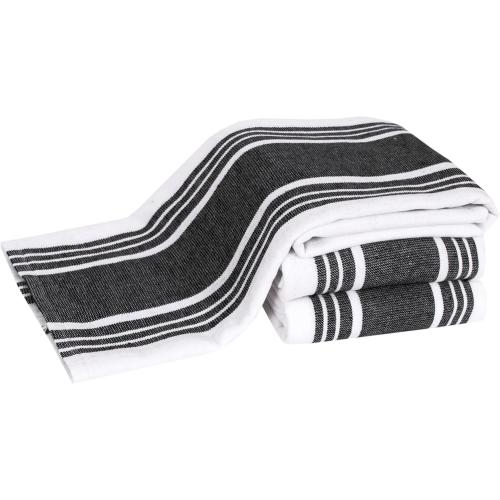 All-Clad Dual-Purpose Kitchen Towels: Highly Absorbent - 100% Cotton, 17x30 Dish Towels for Cleaning & Drying Dishes & Glassware, 6-Pack, Black
