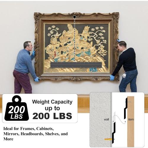 French Cleat Hanger 30 Inch, 2 Pairs Heavy Duty Aluminium Z Bar Clips Picture Hanging Kit, Interlocking Wall Mount Bracket for Mirror, Picture, Headboard, Shelf, Supports 200 lbs