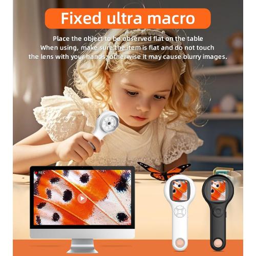 T TAKMLY Mini Pocket Digital Microscope, Macro Fixed Focus Magnifying Glass, Portable Handheld USB Digital Microscope 500x Magnification, 4X Zoom