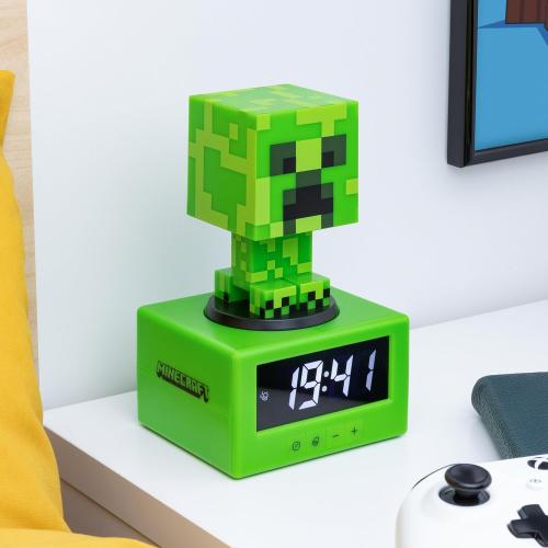Green Paladone Minecraft Creeper Alarm Clock - Officially Licensed, in-Game Music & Night Light for Kids & Tweens, Gaming Room Accessory