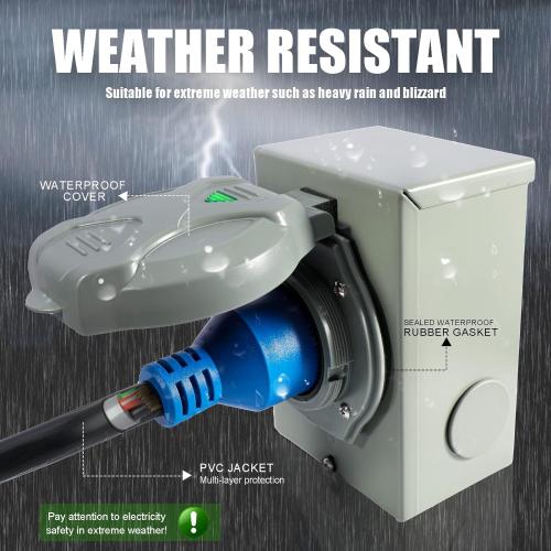 30 Amp Generator Cord and Power Inlet Box, 25FT Generator Cords 30 Amp,125V/250V Generator Power Cord NEMA L14-30P to L14-30R,Twist Lock Connector