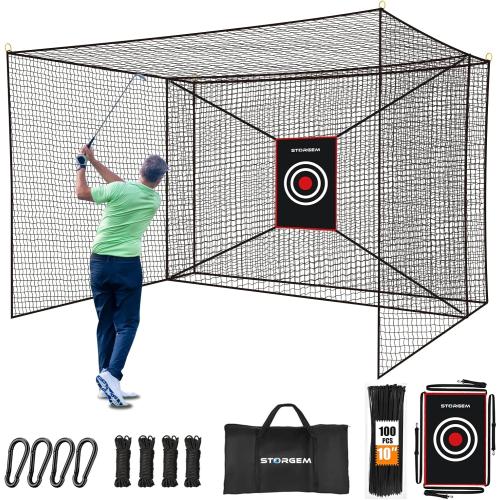 Storgem Golf Batting Cage Net with Extra Striking Net, Net Only, Heavy Duty Golf Hitting Practice Net, Backyard Batting Cage for Sports Training